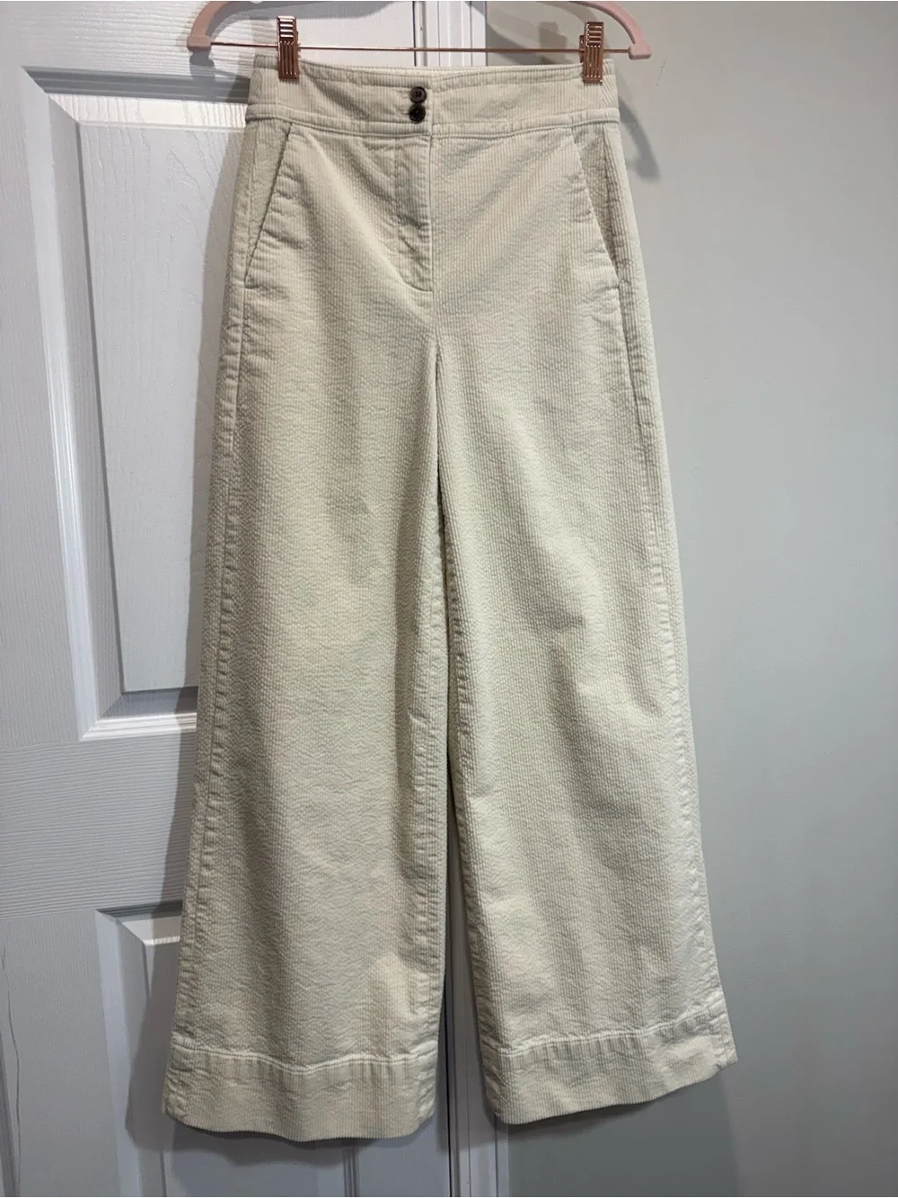 J.Crew Cream Corduroy Wide Leg Pants High Rise Size 0